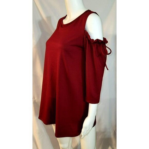 Lilypad Cold Shoulder Blouse - Beautiful Dark Red - Size S - Picture 3 of 10
